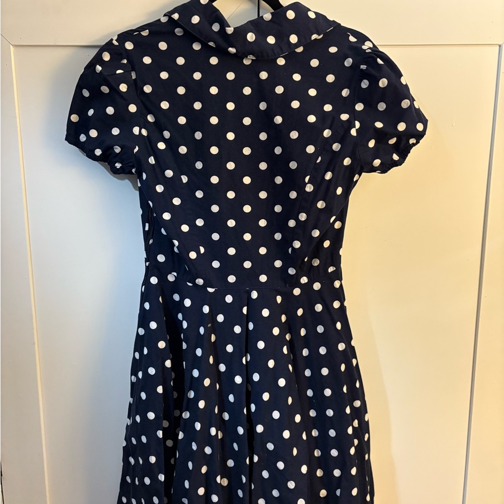 Magnolia Place Navy and White Polka Dot Swing Dress - Picture 2 of 2
